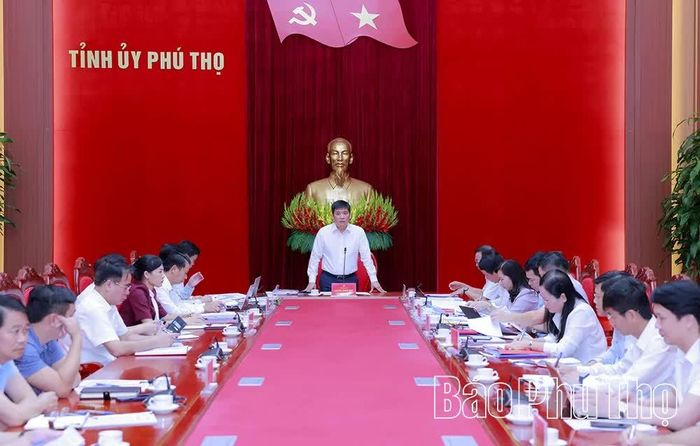 Đồng chí Phó Trưởng Ban Tổ chức Trung ương Nguyễn Thanh Bình phát biểu kết luận tại buổi làm việc.