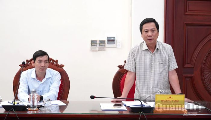 Đồng chí Hoàng Nam, Phó Chủ tịch Thường trực UBND tỉnh phát biểu tại buổi làm việc - Ảnh: Q.V