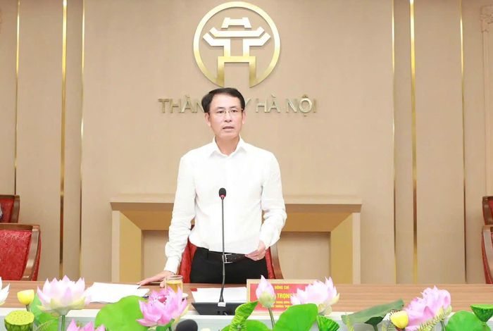 Phó Bí thư Thường trực Thành ủy Nguyễn Trọng Đông phát biểu tại buổi làm việc. Ảnh: Quang Thái.