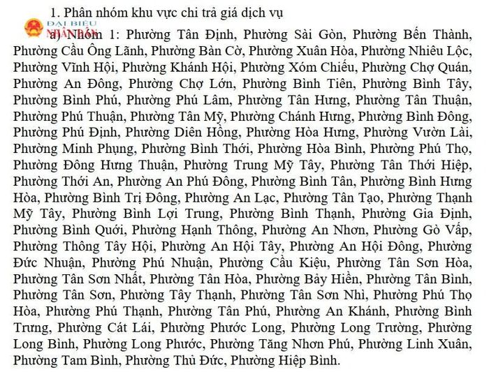 Các địa bàn thuộc nhóm 1 có mức giá thu gom rác thải cao hơn. Ảnh: Quang Phương chụp lại