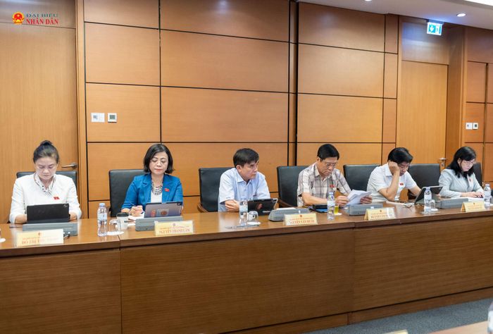Đoàn ĐBQH tỉnh Đồng Tháp tại phiên thảo luận tổ, sáng 19/8. Ảnh: Mạnh Hưng