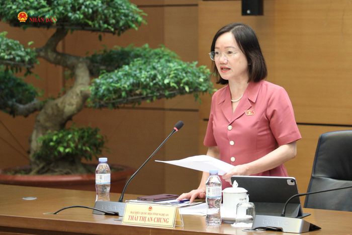 ĐBQH Thái Thị An Chung (Nghệ An) phát biểu .