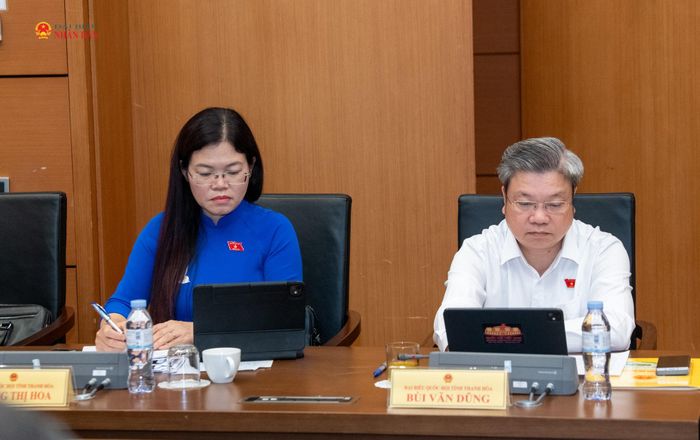 Các ĐBQH tham dự phiên thảo luận tổ. Ảnh: Lâm Hiển