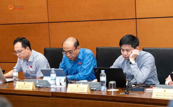 Các ĐBQH tham dự thảo luận tại tổ. Ảnh: Lâm Hiển