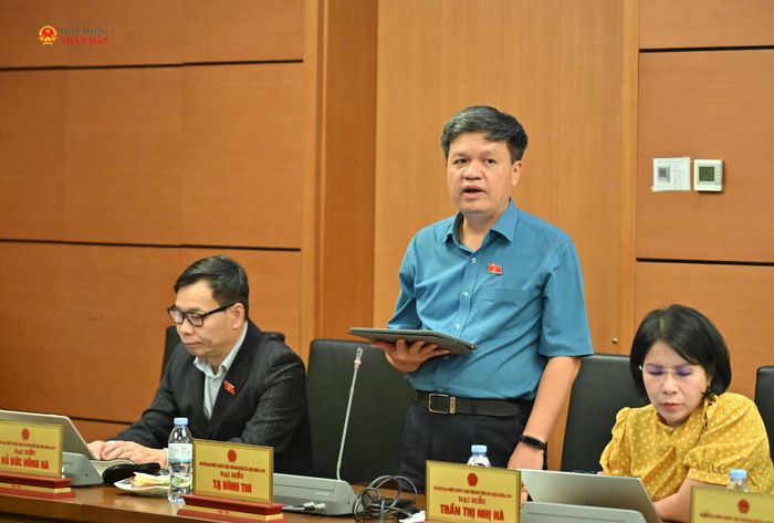 ĐBQH Tạ Đình Thi (Hà Nội) phát biểu thảo luận tại Tổ 1. Ảnh: Quang Khánh