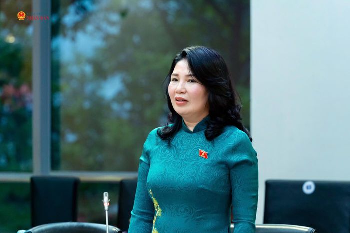 Phó Trưởng Đoàn ĐBQH chuyên trách tỉnh Bắc Ninh Trần Thị Vân phát biểu