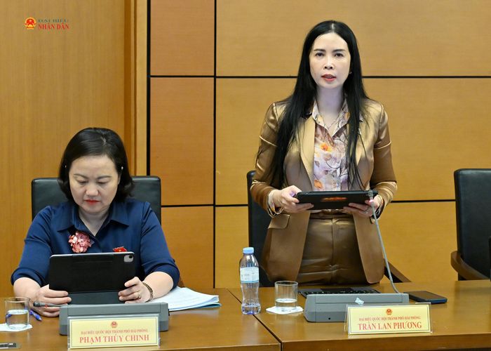 ĐBQH Trần Lan Phương (TP. Hải Phòng) phát biểu thảo luận Tổ 11, chiều 19/8
