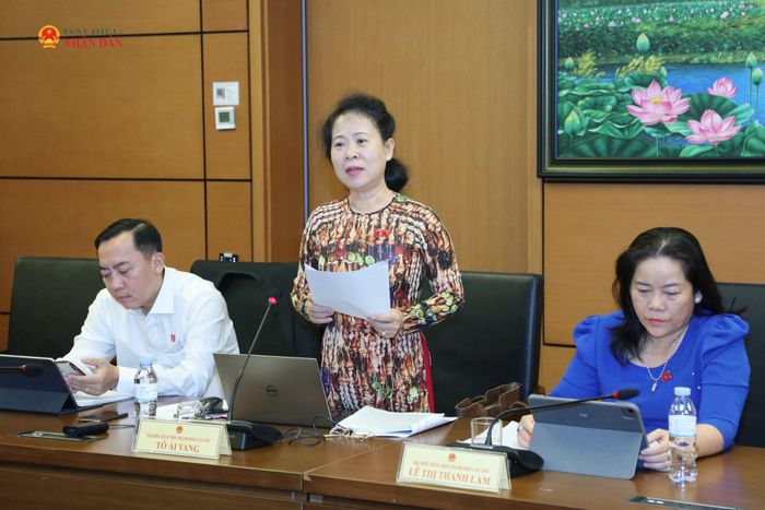 ĐBQH Tô Ái Vang (TP. Cần Thơ) phát biểu thảo luận tại Tổ 9