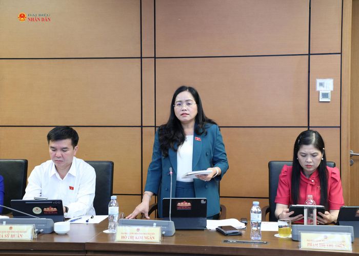 ĐBQH Hồ Thị Kim Ngân (Thái Nguyên) phát biểu thảo luận tại Tổ 6