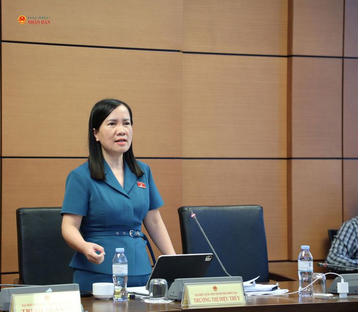 ĐBQH Trương Thị Diệu Thúy (TP. Đồng Nai) phát biểu thảo luận tại Tổ 6
