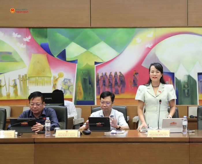 ĐBQH Phạm Hồng Yến (Lâm Đồng) phát biểu thảo luận tại Tổ 7
