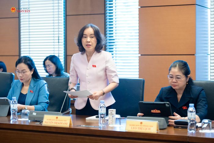 ĐBQH Nguyễn Thị Kim Anh (Bắc Ninh) phát biểu thảo luận tại Tổ 8