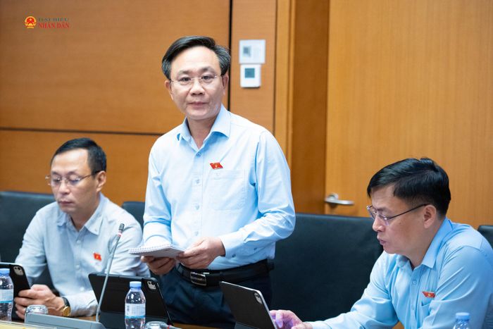 ĐBQH Hoàng Xuân Tân (Quảng Trị) phát biểu thảo luận tại Tổ 13