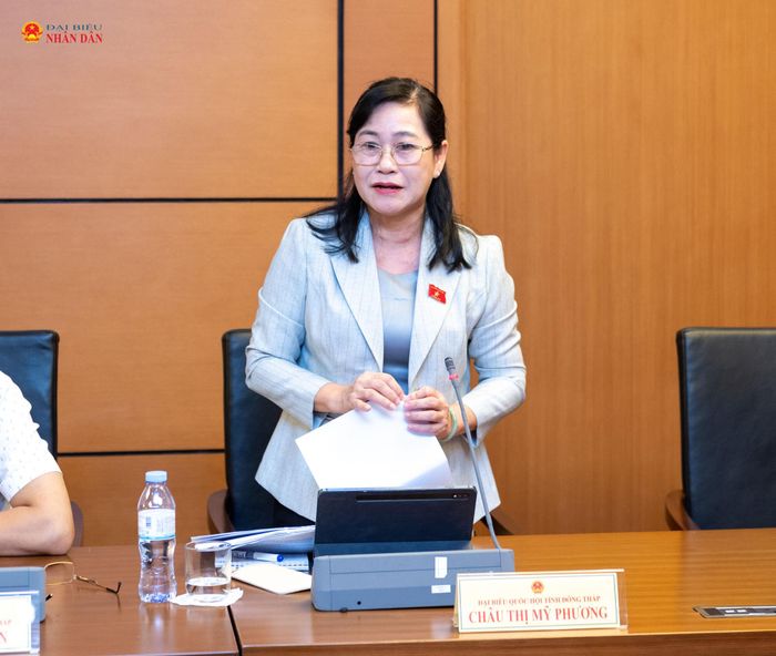 ĐBQH Châu Thị Mỹ Phương (Đồng Tháp) phát biểu thảo luận tại Tổ 14