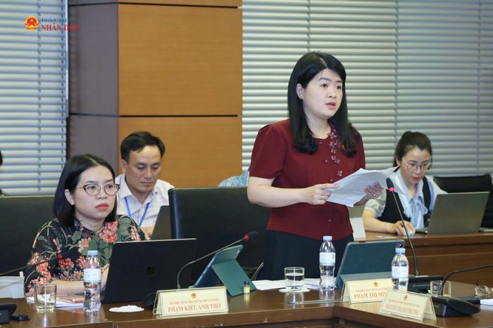 ĐBQH Phạm Thị Minh Huệ (TP. Cần Thơ) phát biểu thảo luận tại Tổ 9