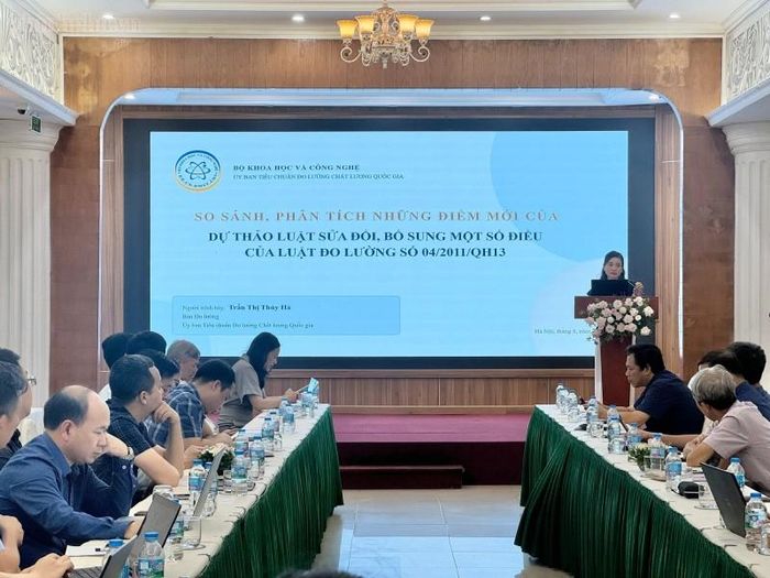 Bà Trần Thị Thúy Hà, Ban Đo lường, Ủy ban Tiêu chuẩn đo lường chất lượng quốc gia chỉ ra những điểm mới của dự thảo Luật. Ảnh: VGP.