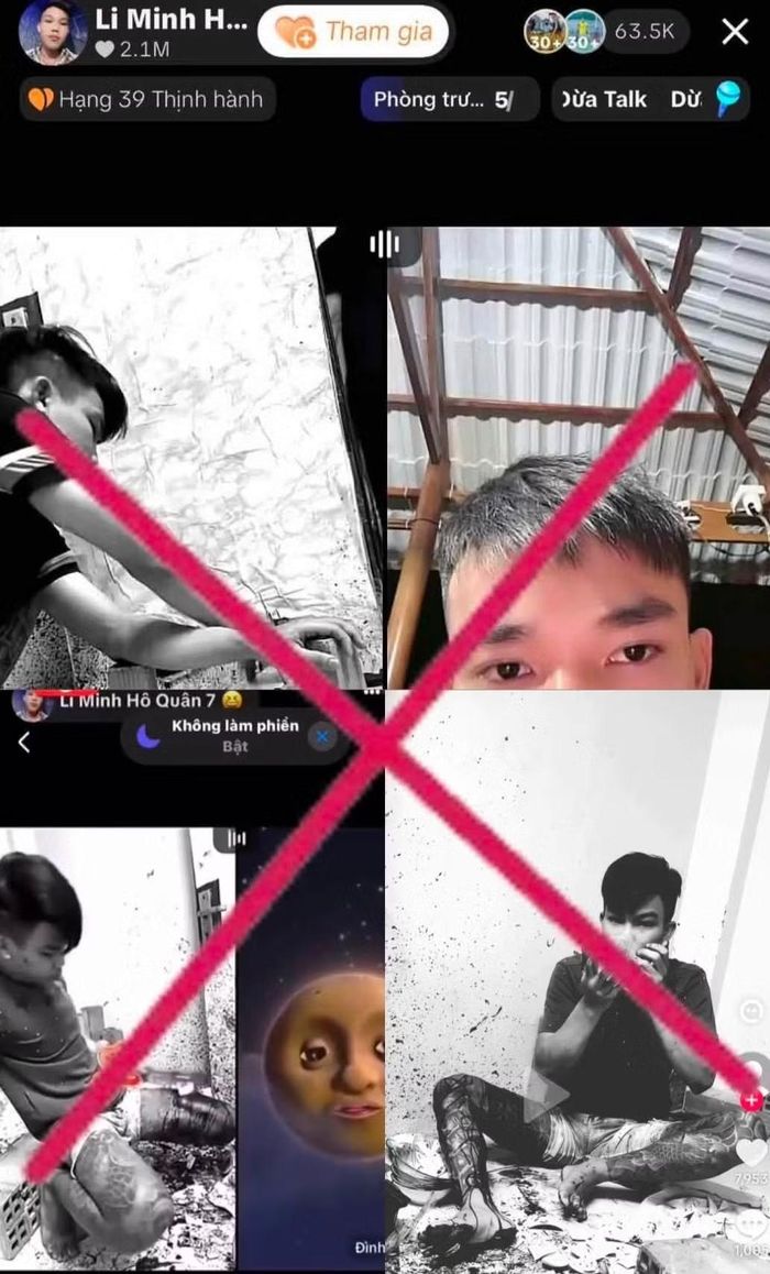 Một số hình ảnh phản cảm trên tài khoản TikTok "Li Minh Hô Quận 7".