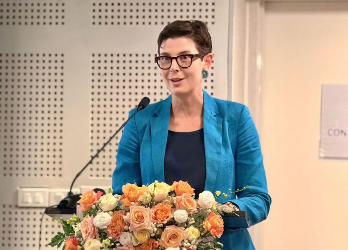 TS Angela Pratt, Trưởng đại diện WHO Việt Nam phát biểu tại hội thảo.