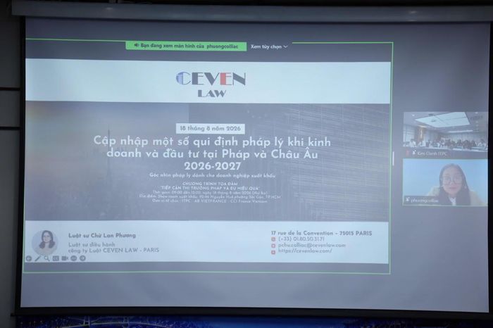 Luật sư Chử Lan Phương chia sẻ trực tuyến từ Pháp.