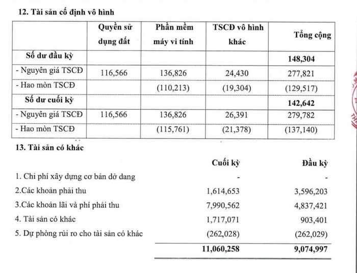 Nguyên giá phần mềm máy vi tính giữ nguyên 136,8 tỷ đồng suốt sáu tháng, hao mòn đã đạt 84,6%. Ảnh chụp thuyết minh báo cáo tài chính hợp nhất quý II/2026