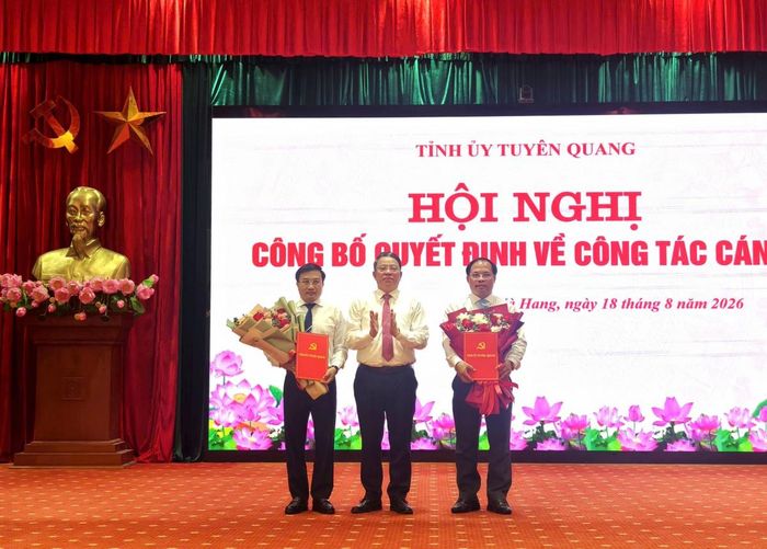 Ông Trần Mạnh Lợi, Ủy viên Ban Thường vụ Tỉnh ủy, Trưởng ban Tuyên giáo và Dân vận Tỉnh ủy trao quyết định về công tác cán bộ.