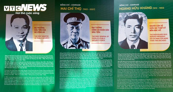 Một nội dung đáng chú ý của trưng bày là câu chuyện về 9 nhân vật tiêu biểu, gắn với những dấu mốc quan trọng trong quá trình xây dựng và phát triển của lực lượng Công an Nhân dân. Trong số này có Bộ trưởng đầu tiên của Bộ Công an Trần Quốc Hoàn, Đại tướng đầu tiên của Công an Nhân dân Việt Nam Mai Chí Thọ, Nguyễn Tạo - chiến sĩ kiên trung của ngành tình báo Công an Nhân dân, Hoàng Hữu Kháng - người có hơn 20 năm làm công tác cận vệ bên Chủ tịch Hồ Chí Minh.