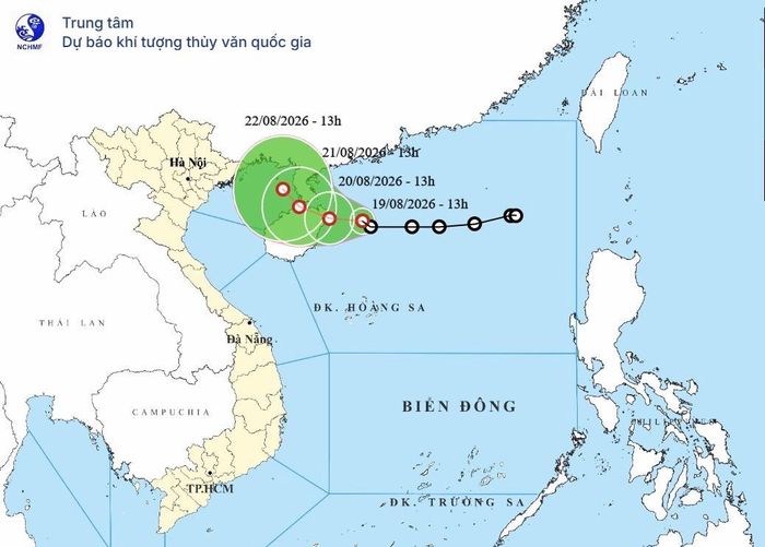Hướng di chuyển của áp thấp nhiệt đới trong ngày 19-8. Ảnh: NCHMF.