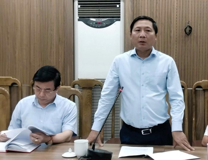 Giám đốc Cơ quan Báo và Phát thanh, Truyền hình Hà Nội Nguyễn Thanh Liêm phát biểu tại cuộc họp. Ảnh: Thu Hằng