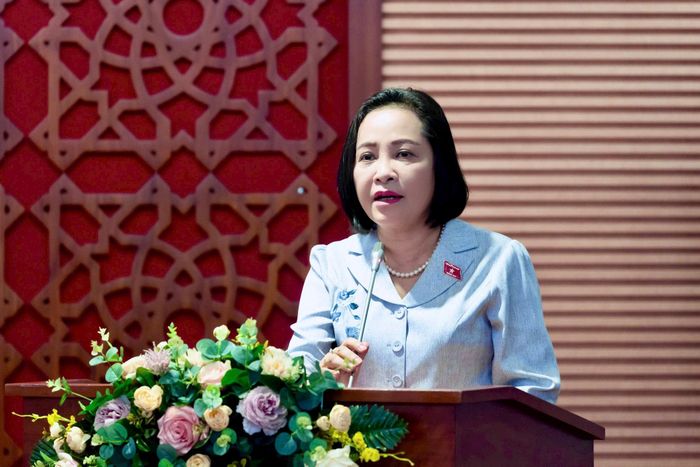 Phó Chủ tịch Quốc hội Nguyễn Thị Thanh phát biểu chỉ đạo tại buổi lễ. Ảnh: ĐBND