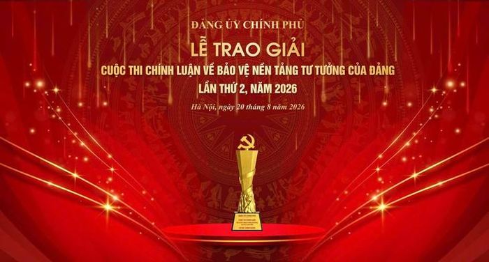 Tối 20/8, Đảng ủy Chính phủ tổ chức Lễ trao Giải Cuộc thi chính luận về bảo vệ nền tảng tư tưởng của Đảng trong Đảng bộ Chính phủ lần thứ 2, năm 2026.