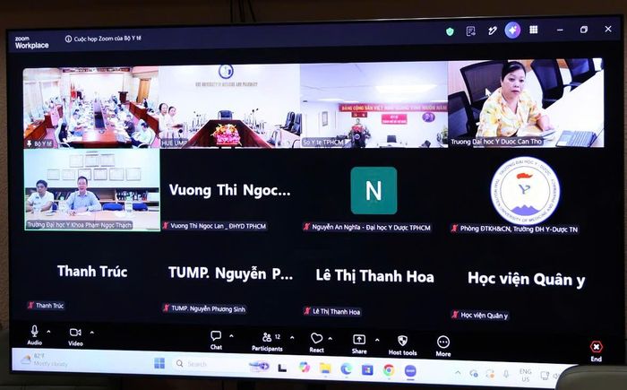 Các điểm cầu tham dự cuộc họp. Ảnh: Trần Minh
