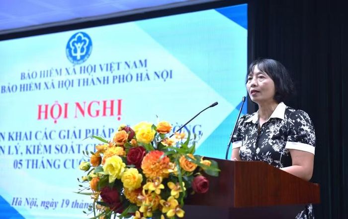 Phó Giám đốc BHXH thành phố Hà Nội Nguyễn Thị Tám phát biểu