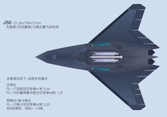 Tác giả so sánh nó với tiêm kích hạm J-15 đang giữ vai trò chủ lực trên các hàng không mẫu hạm. Ông Triệu lưu ý máy bay mới có sải cánh rộng hơn nhưng chiều dài gần như tương đương.