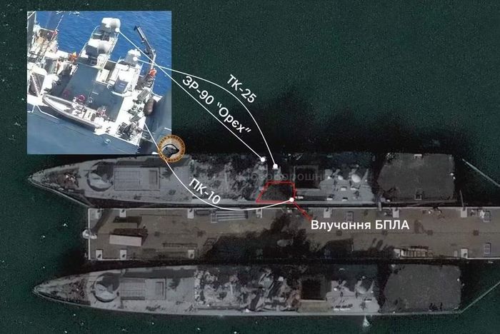 Bộ Tổng tham mưu Lực lượng vũ trang Ukraine và Tổng thống Volodymyr Zelensky trước đó nhấn mạnh tàu Đô đốc Essen bị trúng đạn vào phần mũi, khiến boong tàu bị biến dạng và phá hủy module hệ thống phóng thẳng đứng (VLS) đa năng UKSK 3S14.