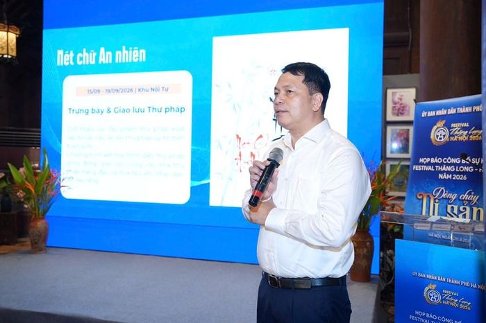 Giám đốc Trung tâm Hoạt động VHKH Văn Miếu - Quốc Tử Giám Lê Xuân Kiêu chia sẻ về các hoạt động trong khuôn khổ Festival sẽ diễn ra tại Văn Miếu