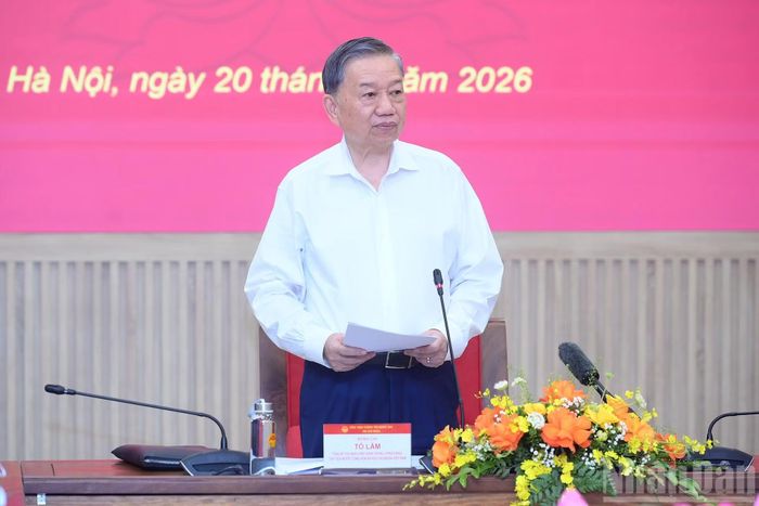 Tổng Bí thư, Chủ tịch nước Tô Lâm phát biểu chỉ đạo tại cuộc làm việc.