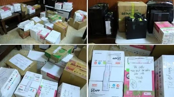 Tang vật Công an thành phố Đồng Nai thu giữ trong một vụ án mua bán hóa đơn trái phép. (Ảnh: Công an thành phố Đồng Nai)