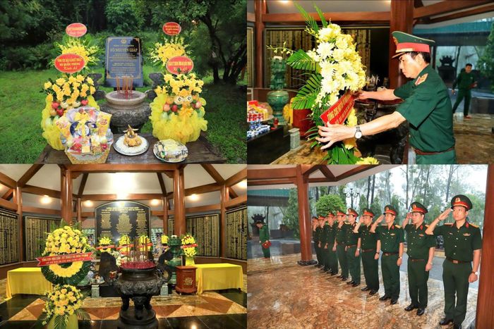 Trung tướng Đỗ Văn Thiện và đoàn công tác dâng hoa, dâng hương tri ân, tưởng niệm Đại tướng Võ Nguyên Giáp và các Anh hùng Liệt sĩ Thanh niên xung phong toàn quốc tại Khu di tích lịch sử quốc gia đặc biệt Ngã ba Đồng Lộc.