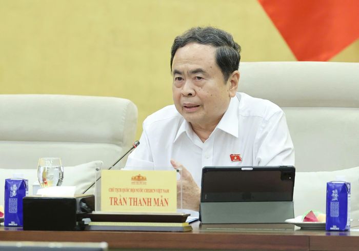  Chủ tịch Quốc hội Trần Thanh Mẫn cho ý kiến về chính sách lấn biển. Ảnh: QUANG PHÚC 