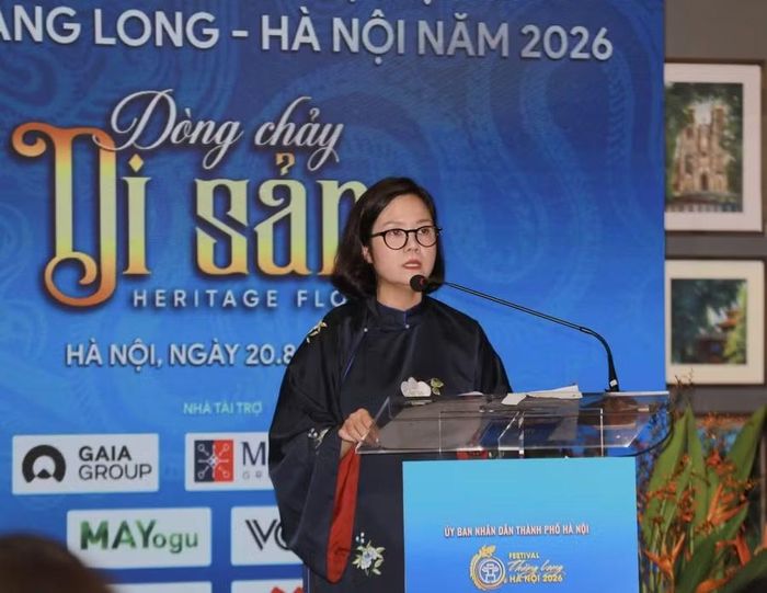 Phó Giám đốc Sở Văn hóa, Thể thao và Du lịch Hà Nội Lê Thị Ánh Mai phát biểu tại họp báo. Ảnh: BTC