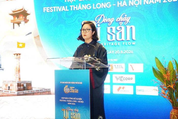 Phó Giám đốc Sở Văn hóa, Thể thao và Du lịch Hà Nội Lê Thị Ánh Mai phát biểu tại buổi họp báo. 