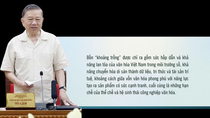 Tổng Bí thư, Chủ tịch nước Tô Lâm phát biểu chỉ đạo tại Phiên họp thứ hai Ban Chỉ đạo Trung ương về phát triển văn hóa Việt Nam. Ảnh: Thống Nhất -TTXVN.