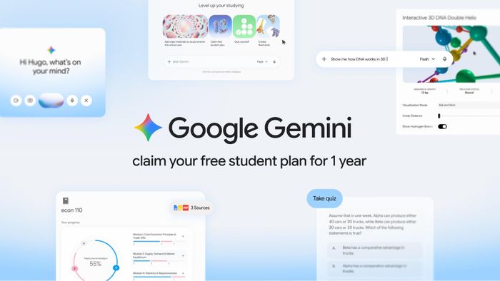 Sinh viên Việt Nam có thể sử dụng miễn phí Google AI Plus trong một năm. Ảnh: Google