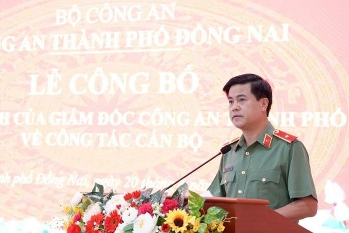 Thiếu tướng Nguyễn Đức Hải, Giám đốc Công an thành phố Đồng Nai phát biểu tại buổi lễ.