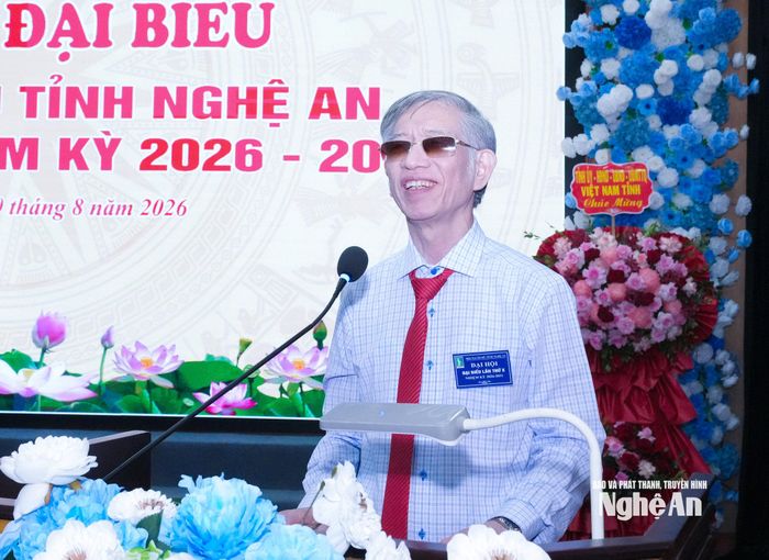 Chủ tịch Hội Người mù Việt Nam Phạm Viết Thu phát biểu tại Đại hội. Ảnh: Mai Hoa