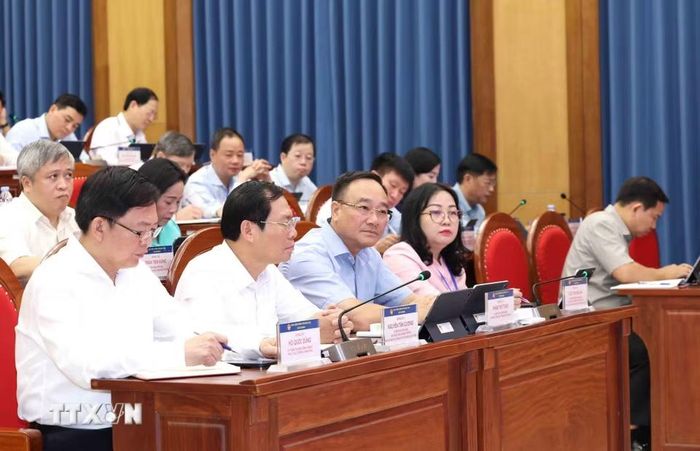Các học viên Lớp bồi dưỡng, cập nhật kiến thức đối với Ủy viên Ban Chấp hành Trung ương Đảng khóa XIV (Lớp thứ nhất). (Ảnh: Phương Hoa/TTXVN)