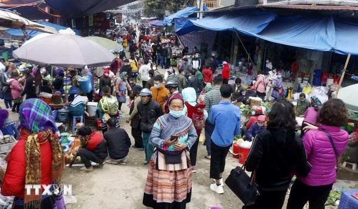 Một góc chợ phiên Bắc Hà. (Ảnh: Quốc Khánh/TTXVN)
