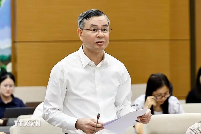 Bộ trưởng Bộ Tài chính Ngô Văn Tuấn trình bày tóm tắt tờ trình. (Ảnh: Doãn Tấn/TTXVN)