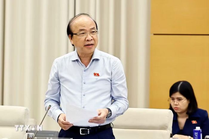 Chủ nhiệm Ủy ban Pháp luật và Tư pháp của Quốc hội Phan Chí Hiếu phát biểu. (Ảnh: Doãn Tấn/TTXVN)