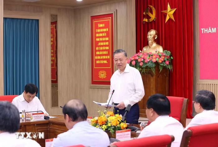Tổng Bí thư, Chủ tịch nước Tô Lâm phát biểu chỉ đạo tại buổi làm việc với lãnh đạo chủ chốt Học viện Chính trị Quốc gia Hồ Chí Minh. (Ảnh: Văn Điệp/TTXVN)